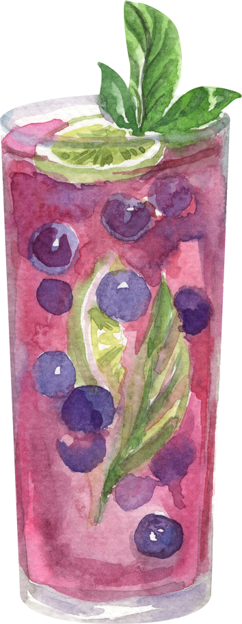 Watercolor blueberry lemonade